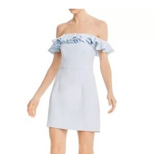 French connection off shoulder light blue cocktail dress